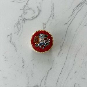 Elegant Red Floral Brooch